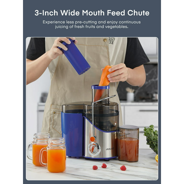 Juilist Juicer Machines, 3" Wide Mouth Juicer Extractor, 3-Speed Setting, 400W Easy to Clean, Blue