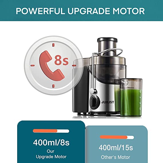 Juicer Machines, Juilist 3" Wide Mouth Juicer Extractor, for Vegetable and Fruit with 3-Speed Setting, 400W Motor, Easy to Clean, BPA Free