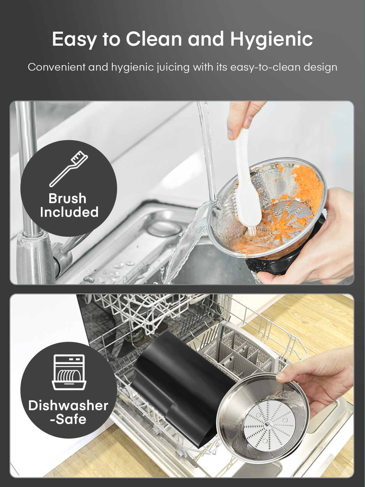 Juilist Juicer Machines, 3" Wide Mouth Juicer Extractor, 3-Speed Setting, 400W Easy to Clean, Grey