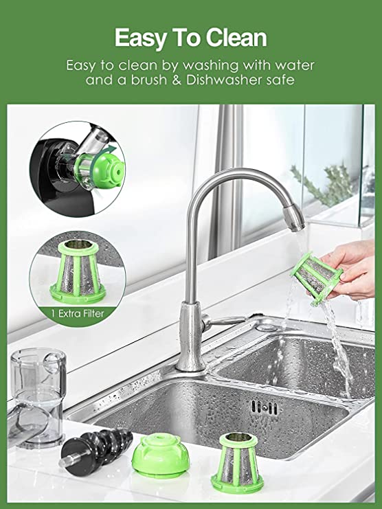 JUILIST Juicer Machine, Slow Masticating Juicer with Higher Juice Yield and Drier Pulp, Cold Press Juicer with Quiet Motor and Reverse Function, Easy to Clean, Includes Cleaning Brush (Classic Black)