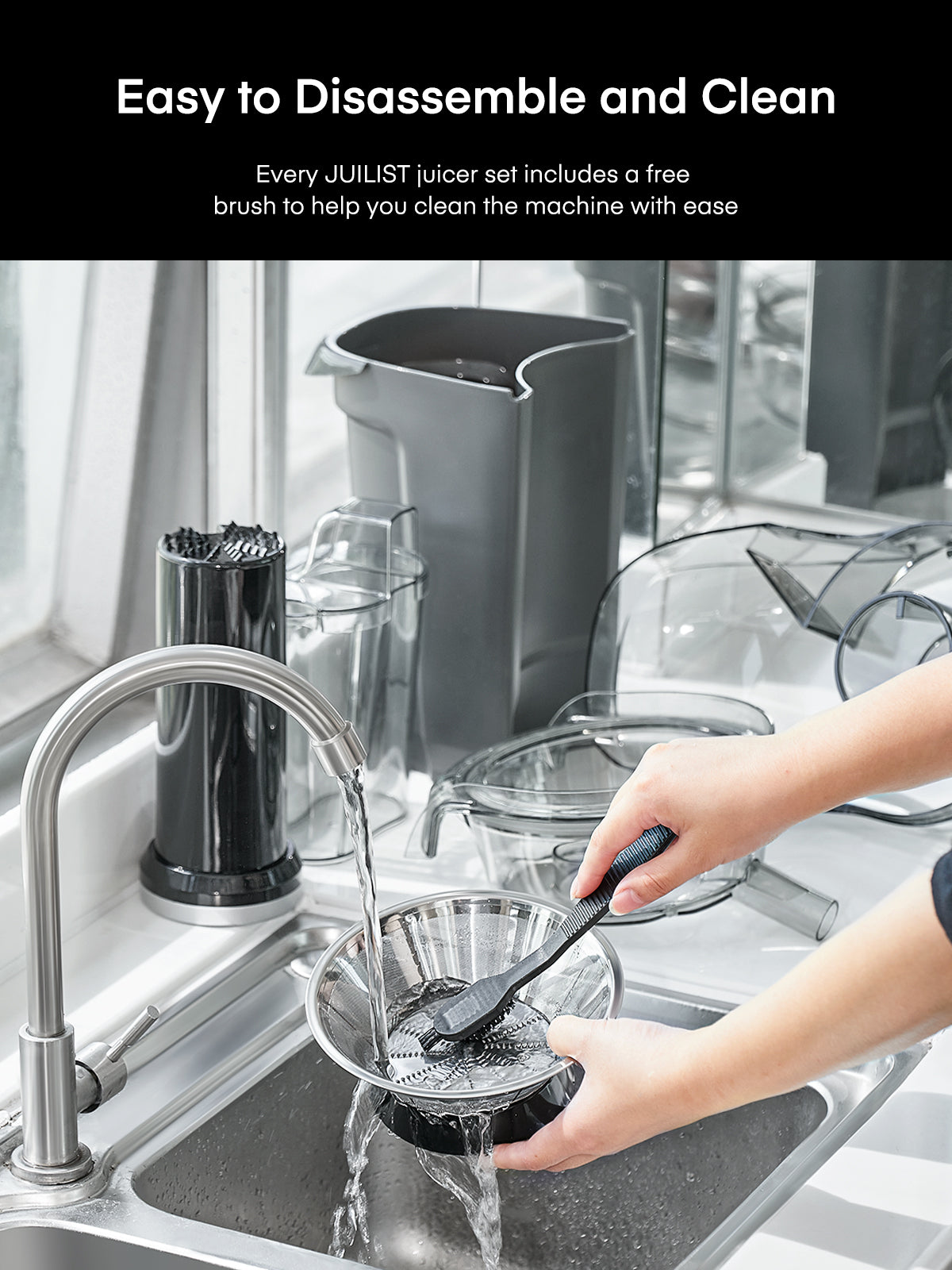JUILIST Juicer Machines, 1000W Juice Extractor with 3" Wide Mouth for Whole Fruits and Vegetables, 2 Speed Settings, Recipe & Brush Included, Easy to Clean, BPA Free, Grey