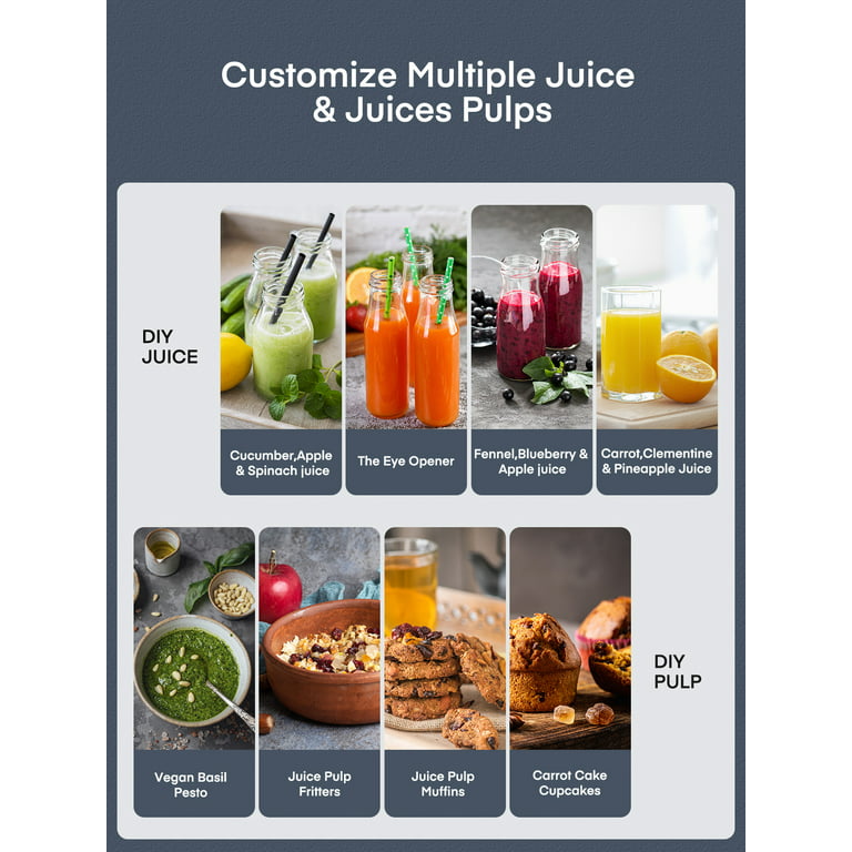 Juilist Juicer Machines, 3" Wide Mouth Juicer Extractor, 3-Speed Setting, 400W Easy to Clean, Blue