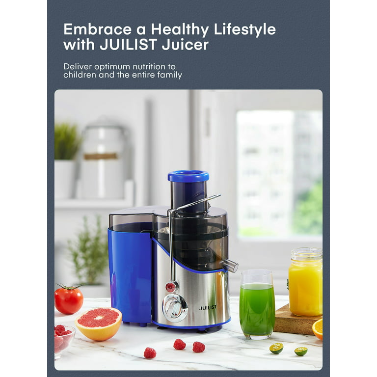 Juilist Juicer Machines, 3" Wide Mouth Juicer Extractor, 3-Speed Setting, 400W Easy to Clean, Blue