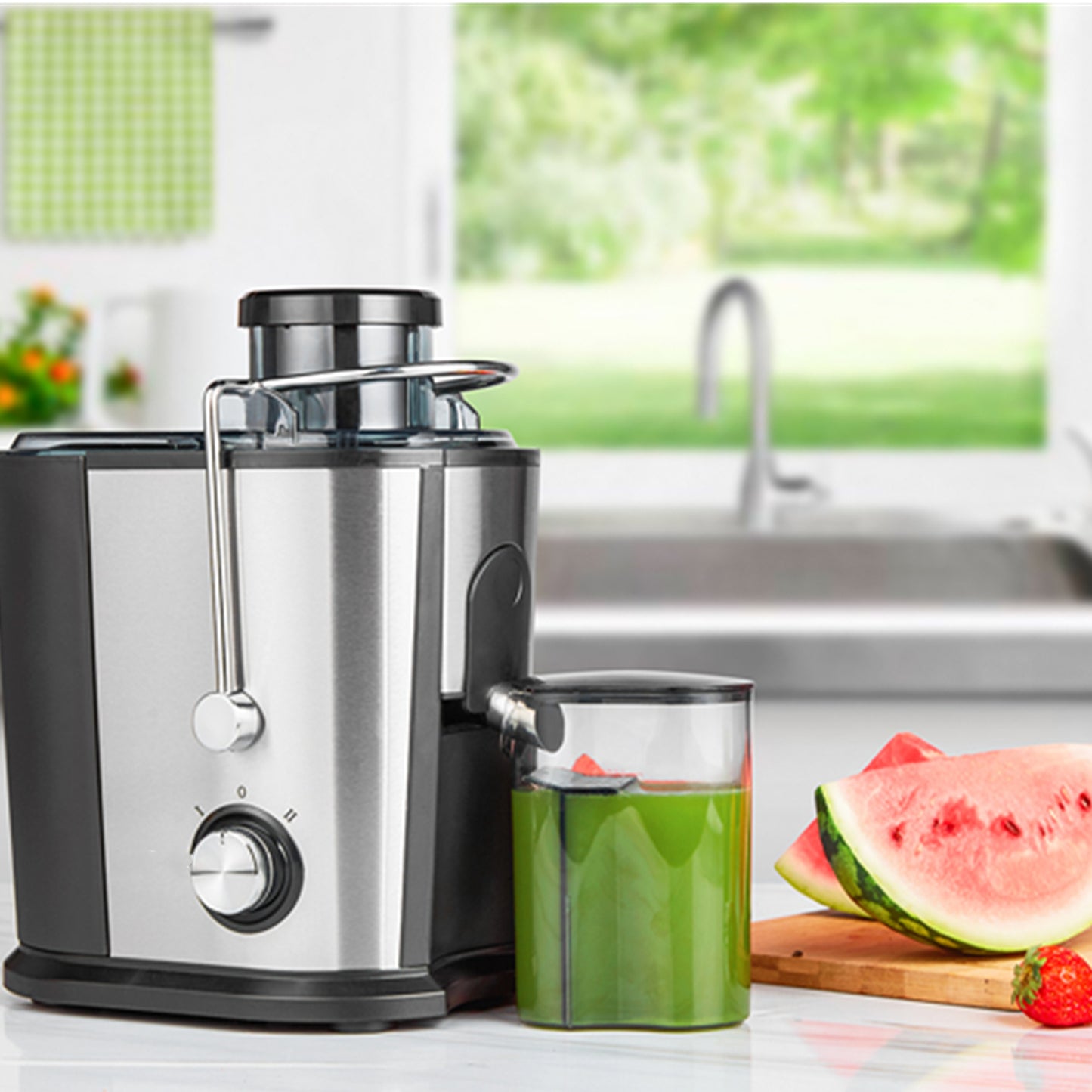 Juilsit Juicer Easy to Clean, 3 " Juice Extractor BPA Free Compact Fruits & Vegetables Juicer, Dual Speed Centrifugal Juicer with Non-Drip Function, Stainless Steel Juicers
