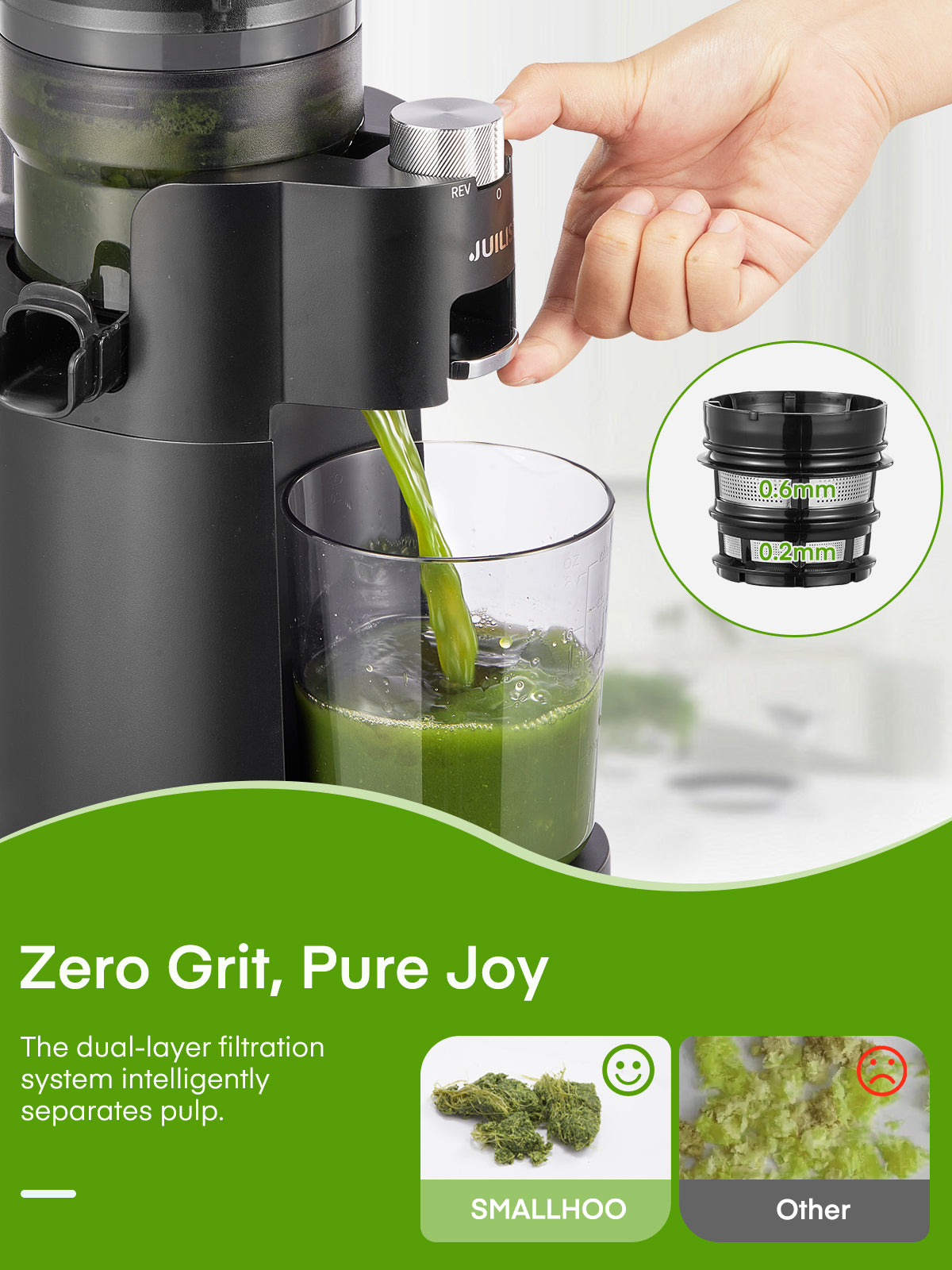 Juicer Machines, 4.13 Inch Chute Cold Press Juicer, Slow Masticating Juicer – for Whole Fruits & Vegetables, Quiet, High Juice Yield, Easy to Clean, BPA Free (Black)