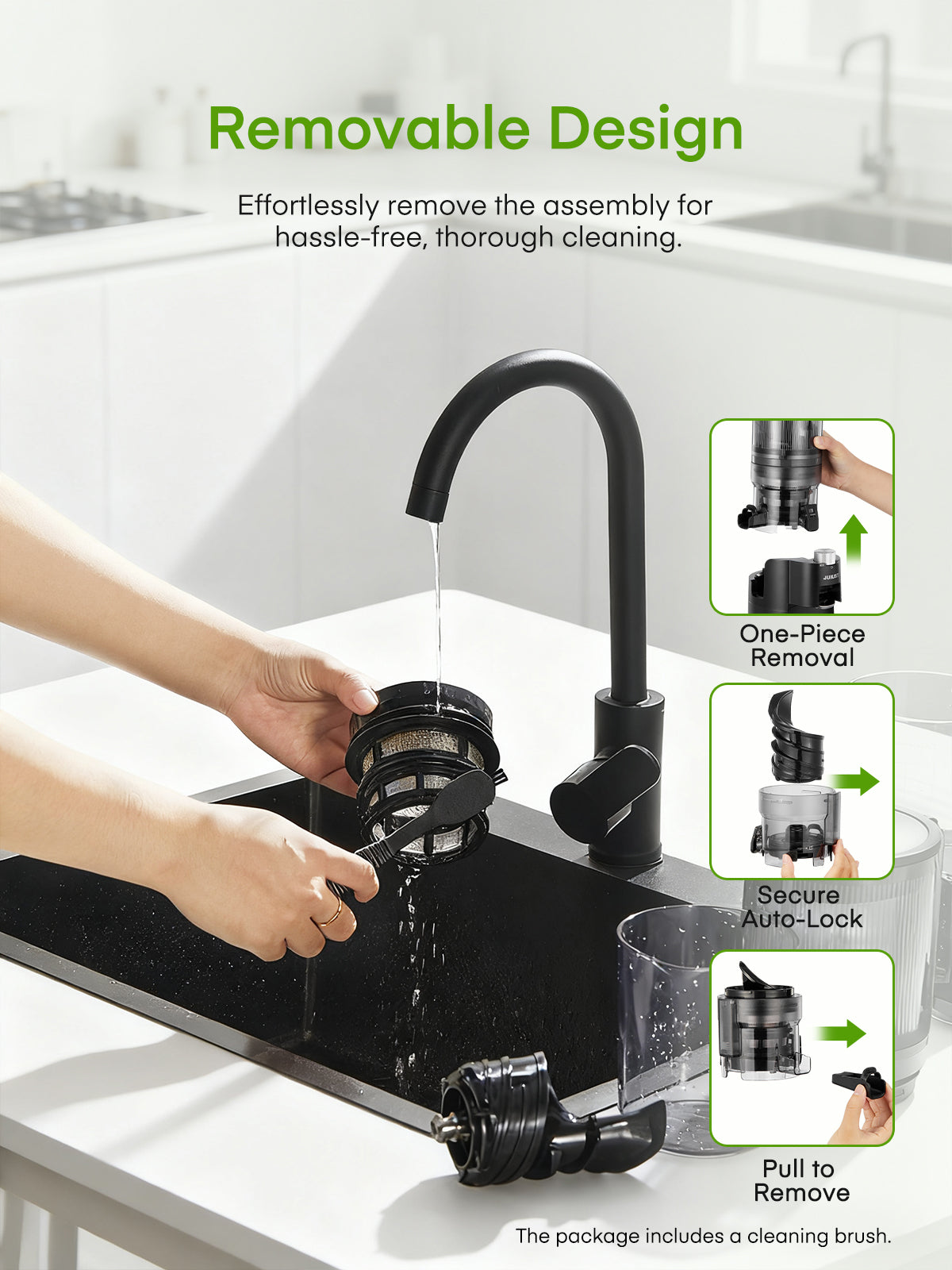 Juicer Machines, 4.13 Inch Chute Cold Press Juicer, Slow Masticating Juicer – for Whole Fruits & Vegetables, Quiet, High Juice Yield, Easy to Clean, BPA Free (Black)