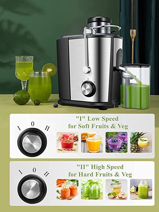 JUILIST Juicer Machine, Centrifugal Juicer with Fast Juicing Technology and Dual Speed Setting, Juicer Extractor with 3” Large Feed Chute and Anti-drip Function, Easy to Clean